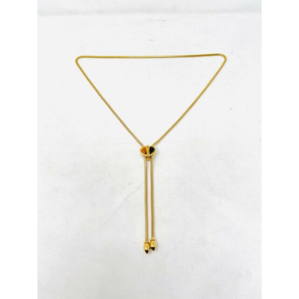 Vintage Heart Lariat Necklace w/ Stones